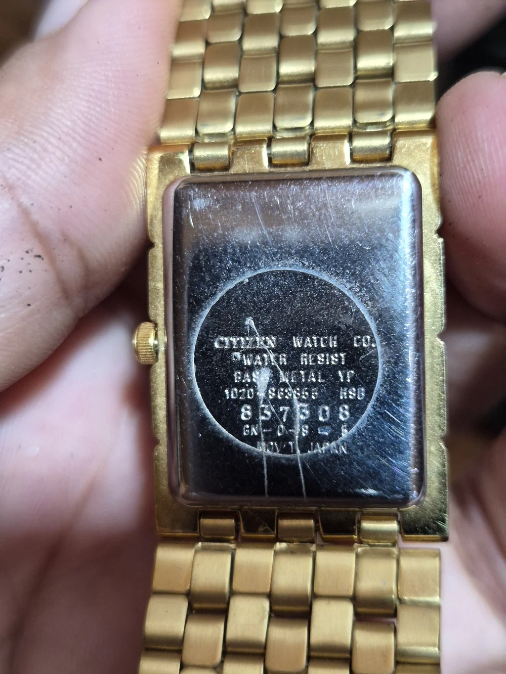 Vintage 90's Citizen Quartz Gold Tone Rectangular Bracelet Watch